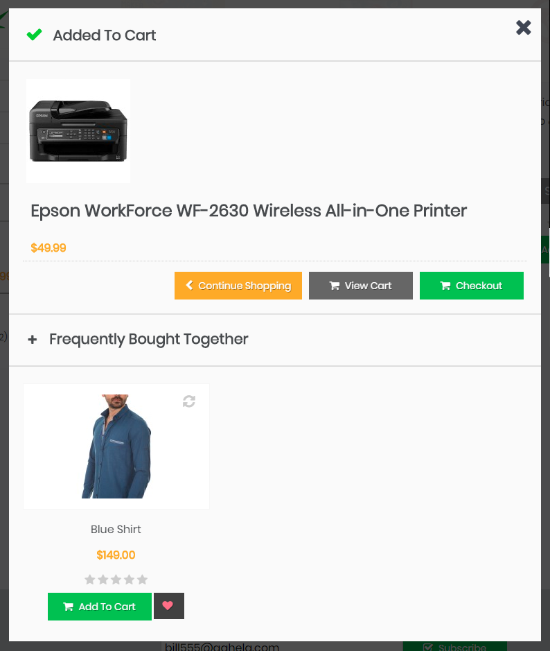 Add To Cart Popup example