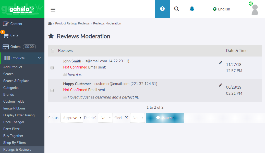 Product Ratings & Reviews